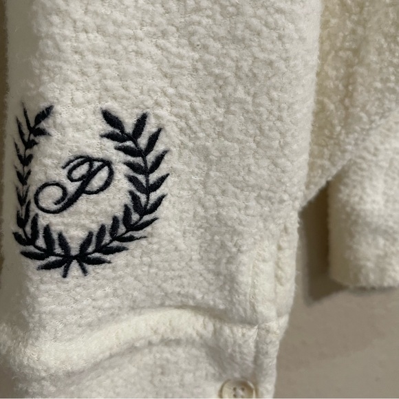 Victoria Secret Pink Fleece Shacket Long Sleeve Reverse Shirt Top XL Cream - Picture 6 of 13